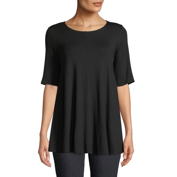 Eileen Fisher Black System Lightweight Viscose Jersey Tunic - Picture 1 of 8
